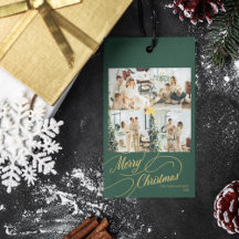 Elegantes grün-goldenes Frohe Weihnachten Foto -
