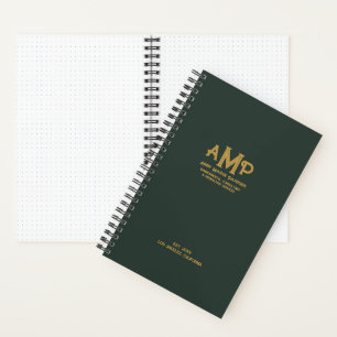 Elegantes grün-goldenes Monogramm-Bullet-Page-Jour Notizblock