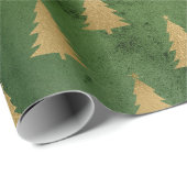 Elegantes grün-goldenes Weihnachtsbaummuster Geschenkpapier (Rolleneckpunkt)