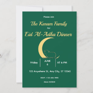 Elegantes grün-goldnes Eid-al-Adha-Abendessen Einladung