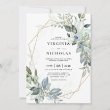 Elegantes Grün Grün und Gold Geometrische Hochzeit