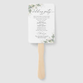 Elegantes Grün Hochzeitsprogramm Handfächer (Rückseite)