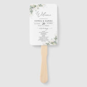 Elegantes Grün Hochzeitsprogramm Handfächer (Vorderseite)