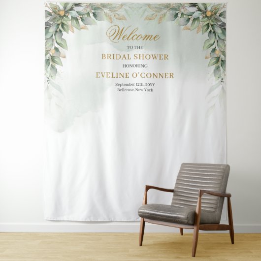 Elegantes Grün im Brautparty Wandteppich (Beispiel)