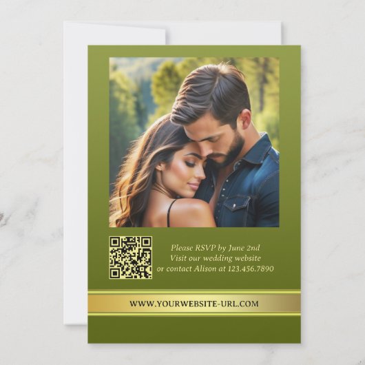 Elegantes Grün in einer Waldhochzeit Einladung (Rückseite)