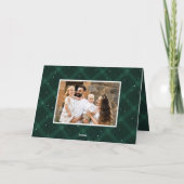 Elegantes Grün Kariert 4 Foto Feiertagskarte (Rückseite)