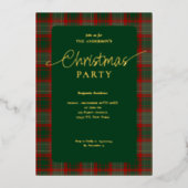 Elegantes Grün Kariertes Weihnachtsfest Party Folieneinladung (Vorderseite)