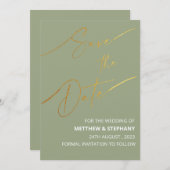 Elegantes Grün mit Goldfolie Einladung (Vorne/Hinten)
