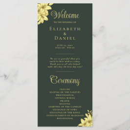 Elegantes Grün mit Goldtypografie-Hochzeit Programm