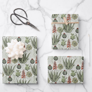 Elegantes grün-orangefarbenes Muster der Blume Geschenkpapier Set