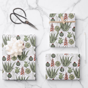 Elegantes, grün-orangefarbenes Muster mit weißer B Geschenkpapier Set