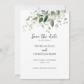 Elegantes Grün Save the Date Einladung (Vorderseite)