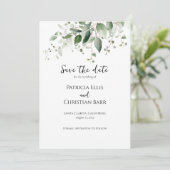 Elegantes Grün Save the Date Einladung (Stehend Vorderseite)