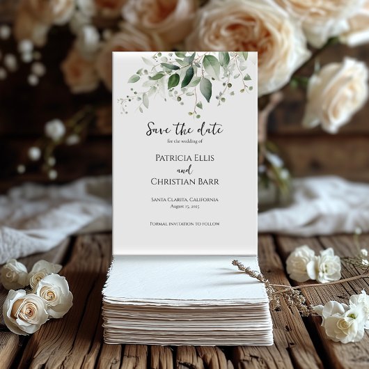 Elegantes Grün Save the Date Einladung