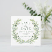Elegantes Grün Save the Date Foto (Stehend Vorderseite)