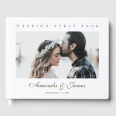 Elegantes Grün-Script-Foto Hochzeit Gästebuch (Vorderseite)