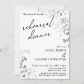 Elegantes Grün & Script Probe Abendessen Einladung (Vorderseite)