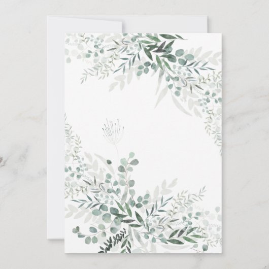 Elegantes Grün & Script Probe Abendessen Einladung (Rückseite)