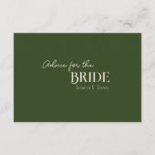 Elegantes Grün und Beige Palmen Tree Brautparty Hinweiskarte (Rückseite)