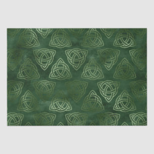 Elegantes Grün- und Gold-Celtic-Muster Seidenpapier