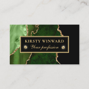 Elegantes Grün und Gold Glitter Marmor Achat Visitenkarte