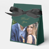 Elegantes Grün und Gold Hochzeit Dankeschön Foto Geschenkschachtel (Vorderseite)