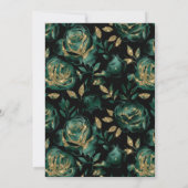 Elegantes Grün und Gold Rose Blumenmuster Hochzeit Einladung (Rückseite)