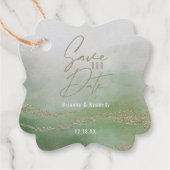 Elegantes Grün und Gold Save the Date Geschenkanhänger (Vorderseite)