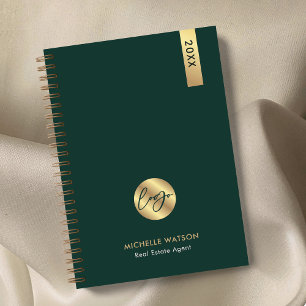 Elegantes Grün- und Gold-Unternehmenslogo 2027 Planer