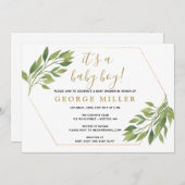 Elegantes Grün und goldene Einladung der Babydusch (Vorne/Hinten)