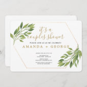 Elegantes Grün und goldenes Party mit Dusche Einladung (Vorne/Hinten)