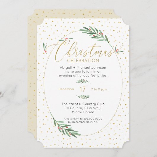 Elegantes Grün- und Goldfarbenes Weihnachtsgebäck Einladung (Vorne/Hinten)