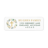 Elegantes Grün- und Goldflorenkreuz Rücksendeadres (Vorne)