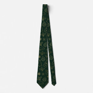 Elegantes Grün- und Goldfolien-Weihnachtsmuster Krawatte