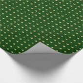 Elegantes Grün und GoldVintange Damast-Muster Geschenkpapier (Ecke)