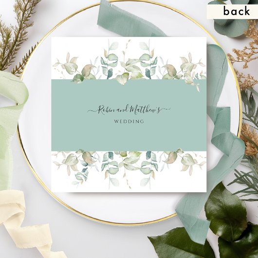 Elegantes Grün und Grüne Stipe, Square Wedding Einladung