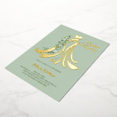 Elegantes Grün und Hochzeitskleid Brautparty Folieneinladung (Gedreht)