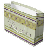 Elegantes Grün und Lila Blüte Große Geschenktüte (Rückseite Schrägansicht)