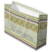 Elegantes Grün und Lila Blüte Große Geschenktüte (Vorderseite Schrägansicht)