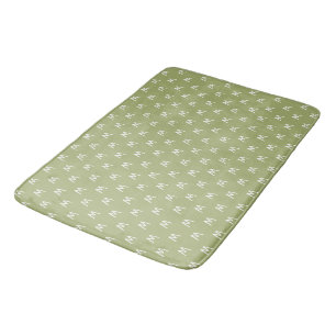 Elegantes Grün-Weiß-Monogramm Badematte