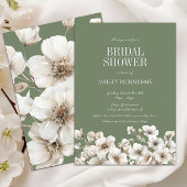 Elegantes, grün-weißes Brautparty Einladung