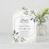 Elegantes, grün-weißes Brautparty Einladung (Stehend Vorderseite)