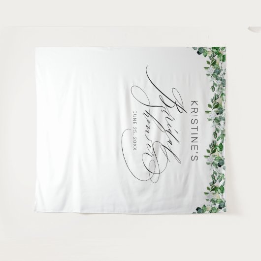 Elegantes Grün Weißes Brautparty Wandteppich (Vorderseite (Horizontal))