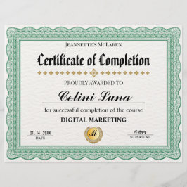 Elegantes grünes Abschlusszeugnis - Moderne