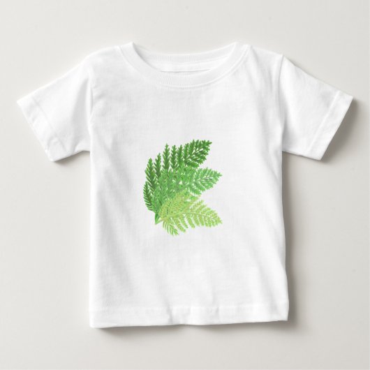 Elegantes grünes Aquarellenfarn-Waldland-Blätter Baby T-shirt (Vorderseite)