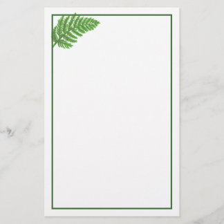Elegantes grünes Aquarellenfarn-Waldland-Blätter Briefpapier