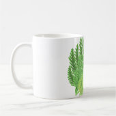 Elegantes grünes Aquarellenfarn-Waldland-Blätter Kaffeetasse (Links)