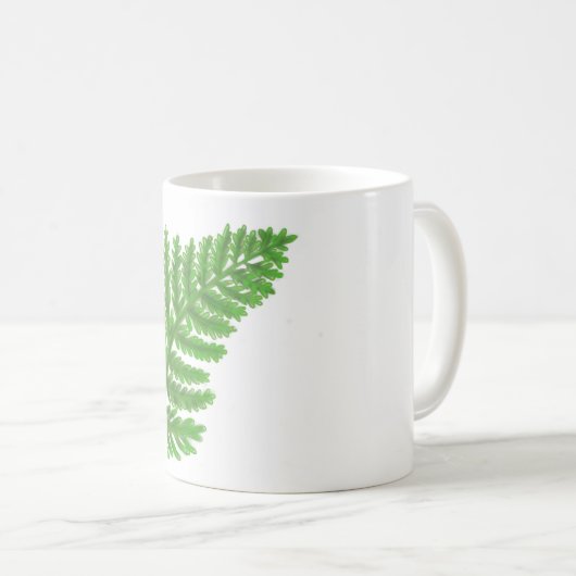 Elegantes grünes Aquarellenfarn-Waldland-Blätter Kaffeetasse (VorderseiteRechts)