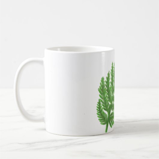 Elegantes grünes Aquarellenfarn-Waldland-Blätter Kaffeetasse (Links)
