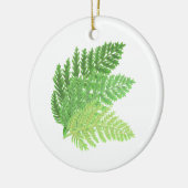 Elegantes grünes Aquarellenfarn-Waldland-Blätter Keramikornament (Links)